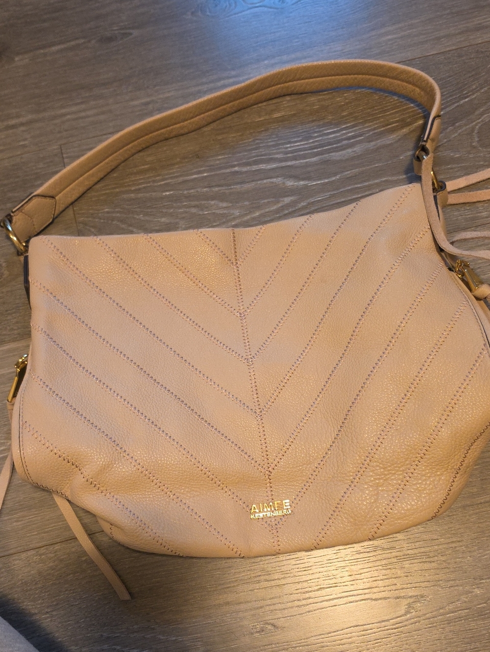 Aimee Kestenberg BLUSH Chevron-Stitched Leather Shoulder Bag